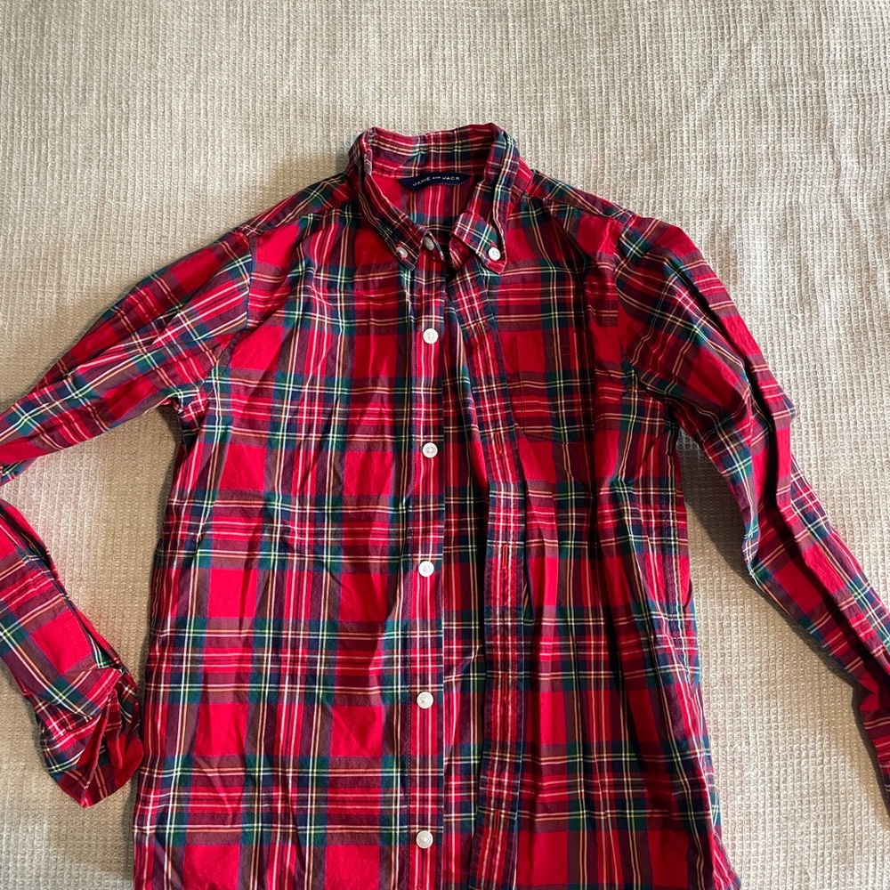 Janie & Jack boys red plaid button down
